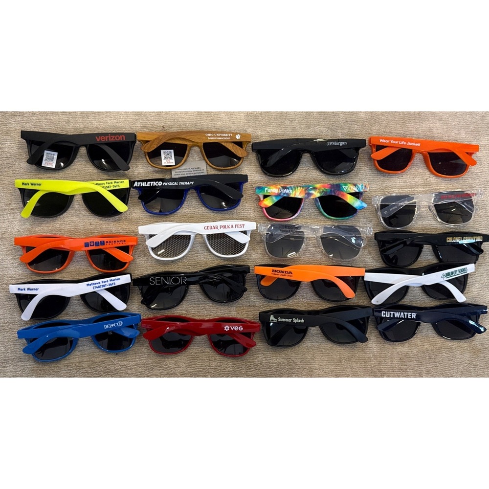 Lot of 20 NEW Logo Sunglasses: Limited Offer-Multiple Colors-Men/Women-NWT